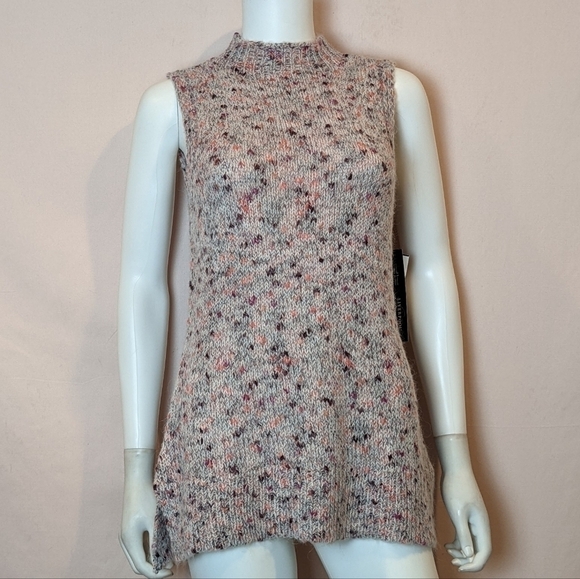Liverpool Pink Knitted Confetti Dot Sleeveless Mock Neck Sweater Vest Top Small - Picture 1 of 7
